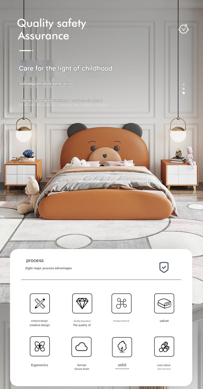 Luxary Teddy Bear Soft Leather Single Bed