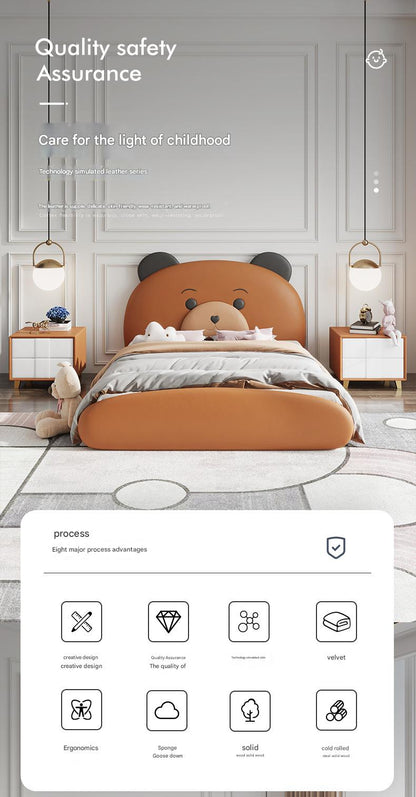 Luxary Teddy Bear Soft Leather Single Bed