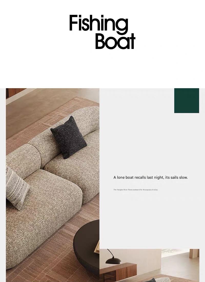 Modern Curved Boucle Sofa With Pedal