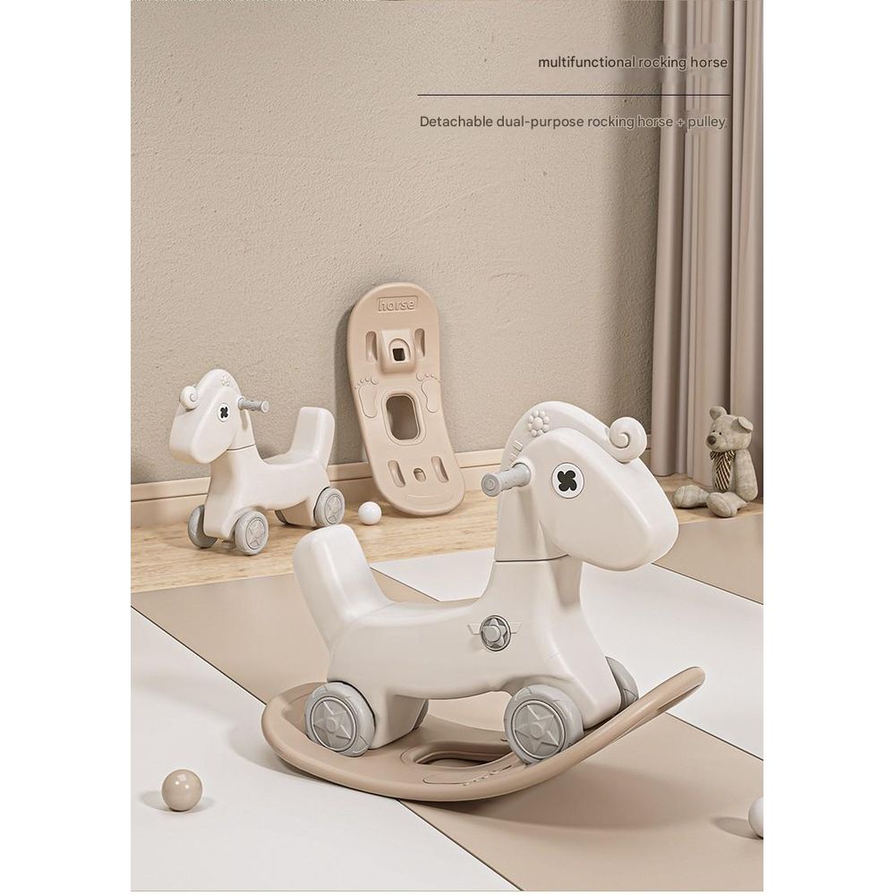 Luxury Beige Baby Fence Set with Horse & Ball Pool