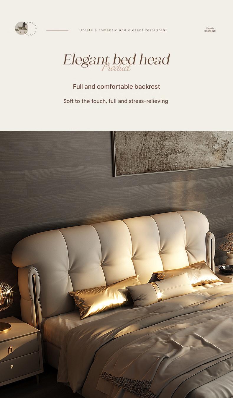 Modern Light Luxury Leather Double Bed with Soft Headboard