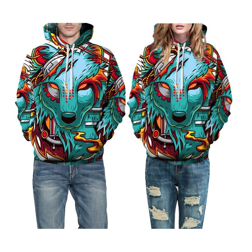 Unisex 3D Wolf Print Hoodie