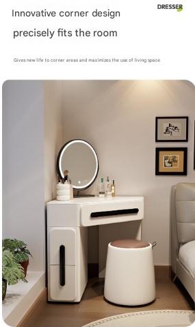 Luxury Dressing Table With LED Mirror And Stool