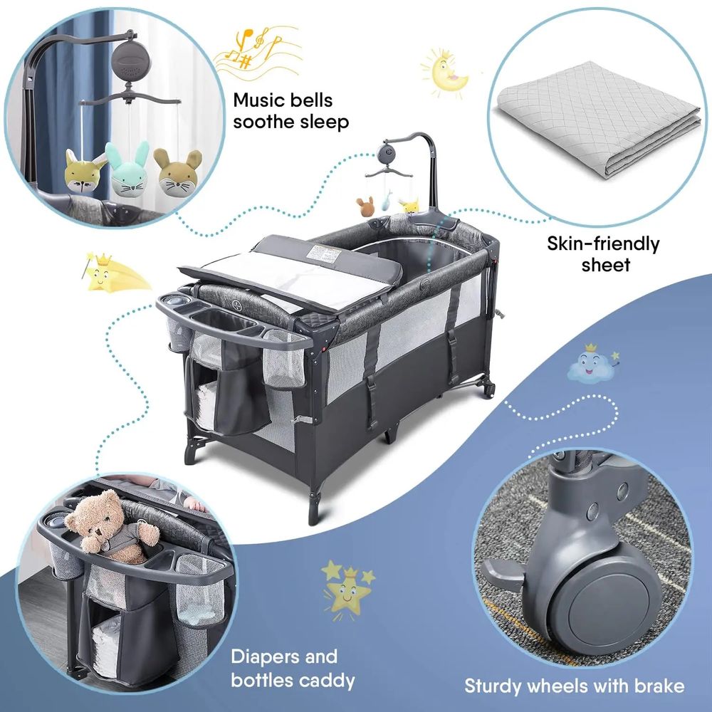 5 in 1 Baby Bedside Sleeper Portable Travel Crib 2