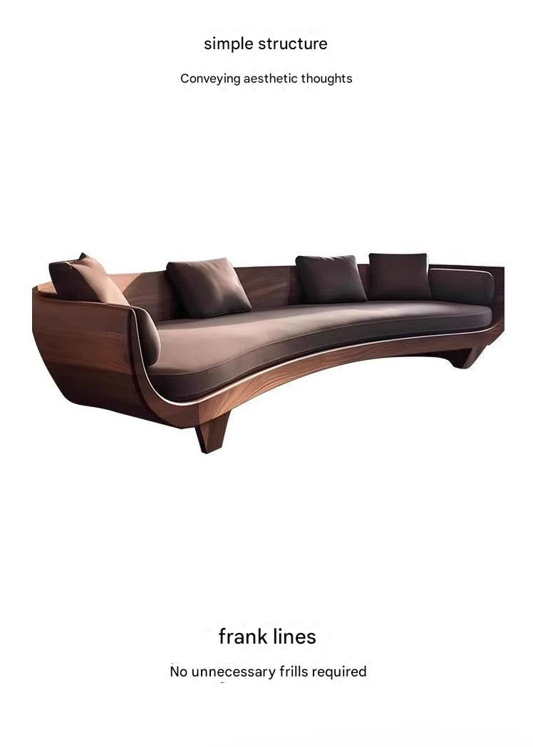 Luxury Curved Wooden Sofa with Cushions