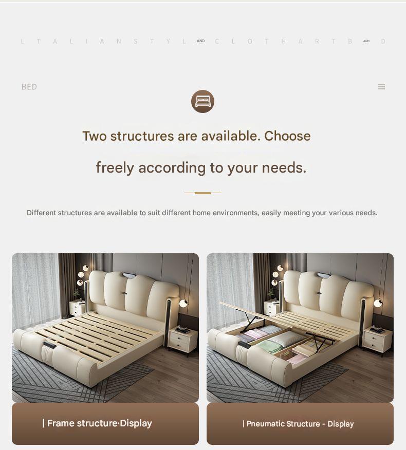 Luxury Italian Leather Storage Bed