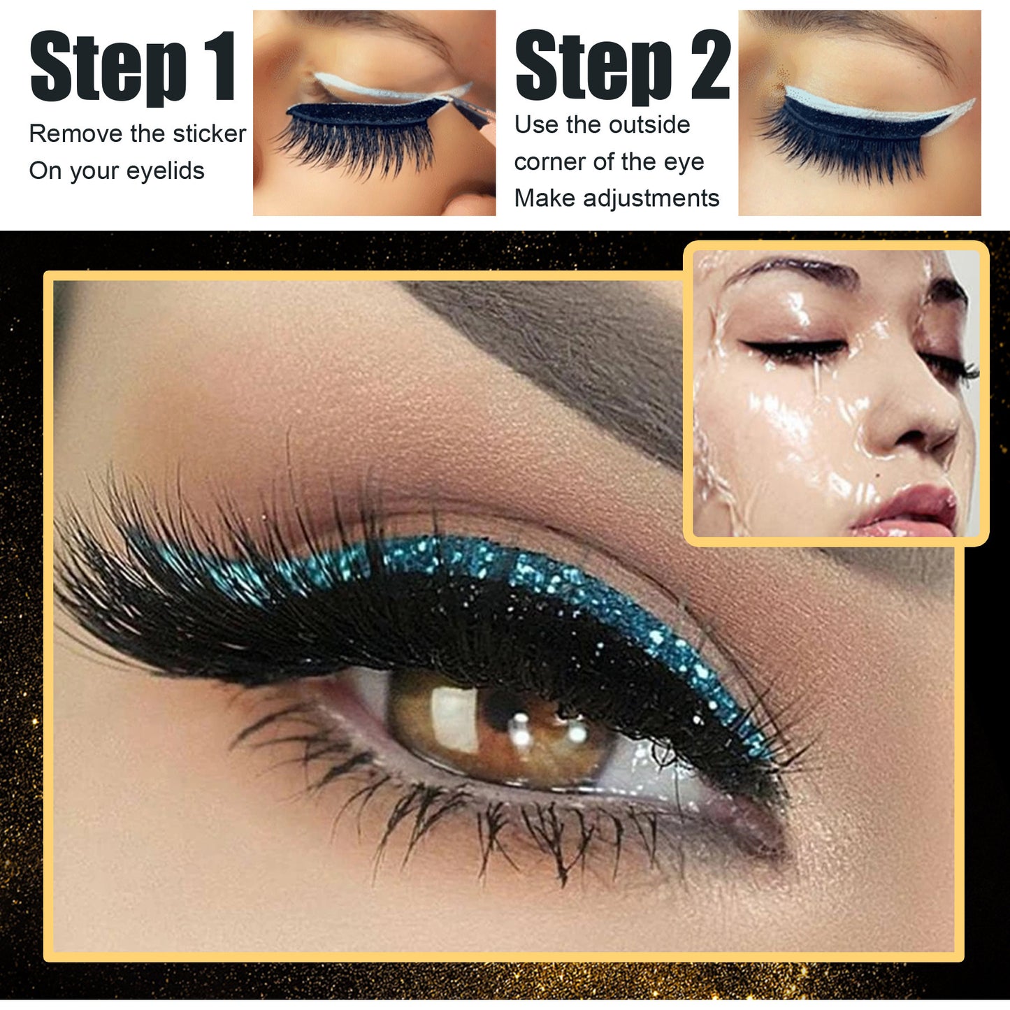 Glitter Eyeliner Stickers with False Eyelashes