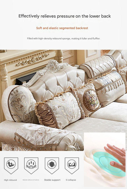 Luxury European Royal Living Room Sofa Set With Ottoman