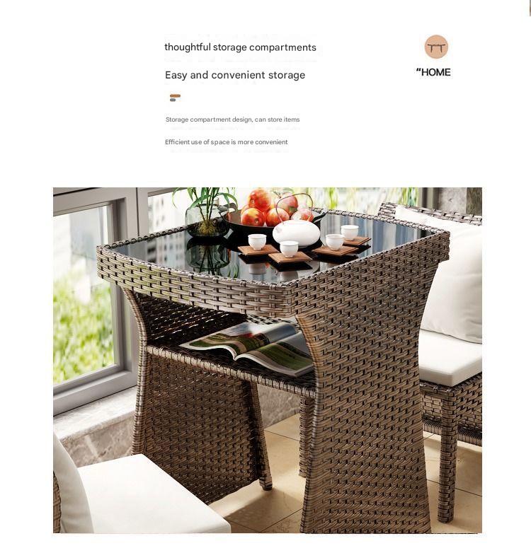 Outdoor Rattan Coffee Table And Chair Set with Cushions