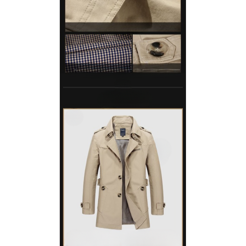 Mens Casual Pure Cotton Long Jacket