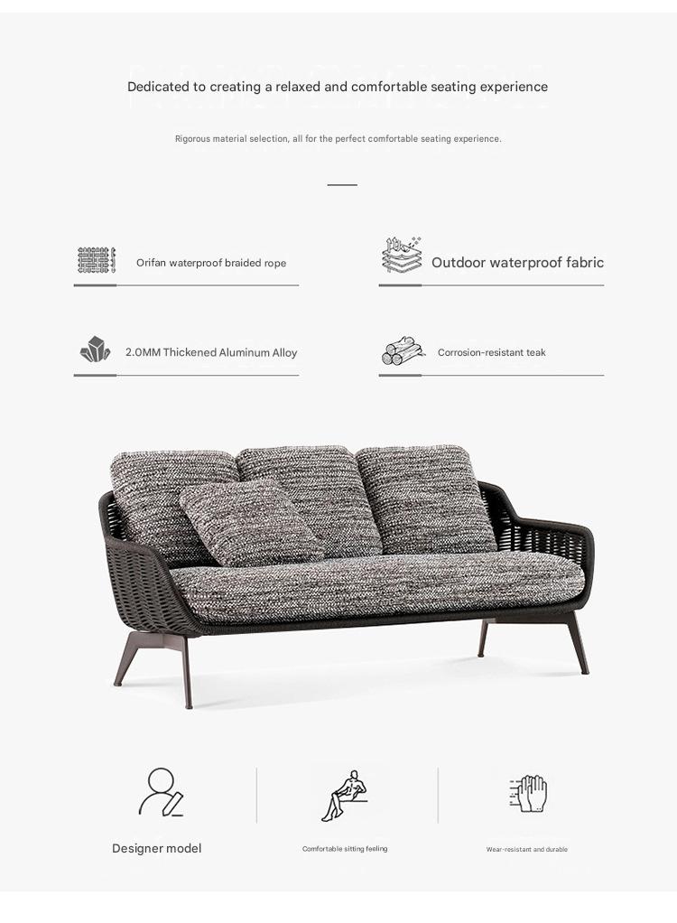 Luxury Garden Lounge Sofa with Aluminum Frame