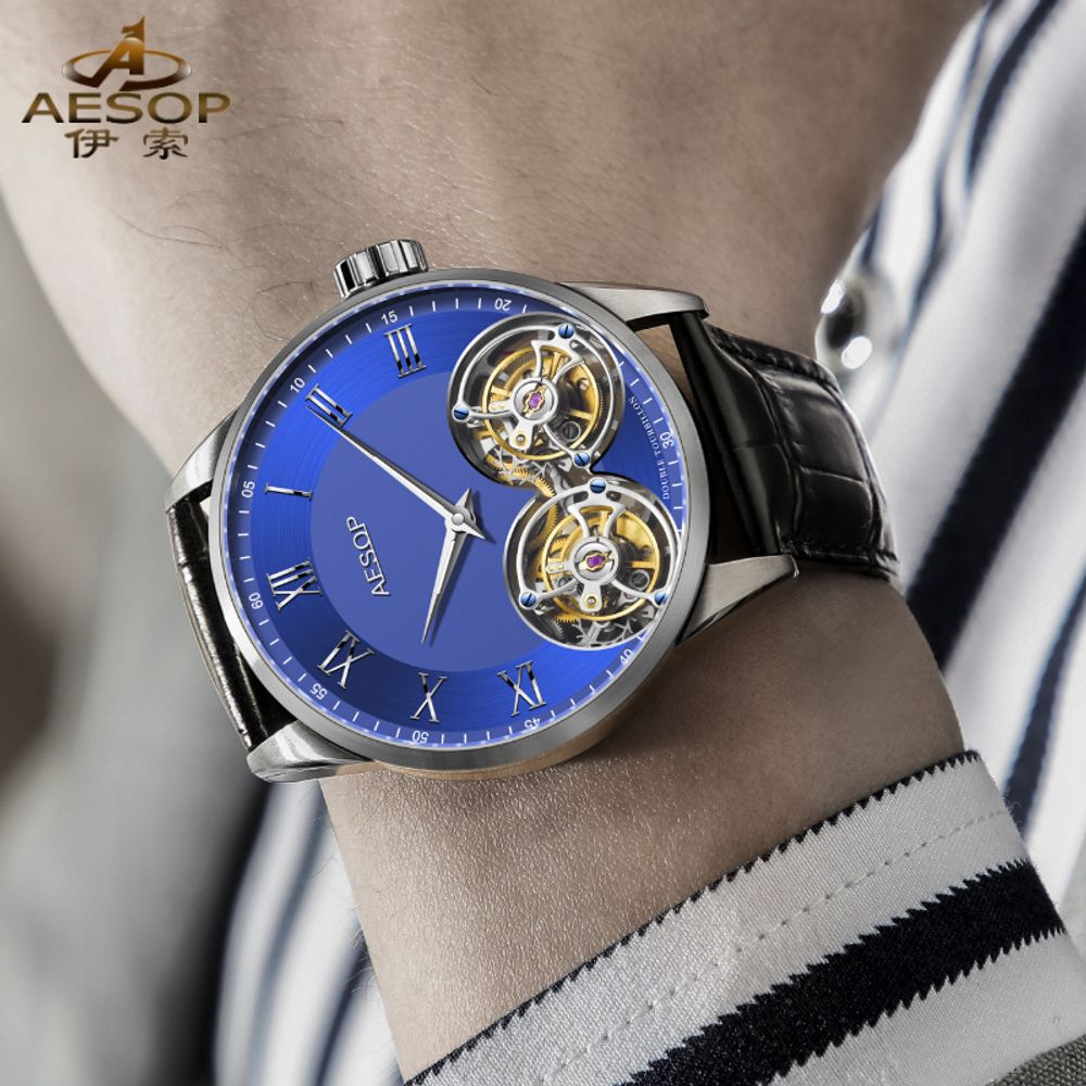 AESOP Double Tourbillon Mechanical Mens Watch