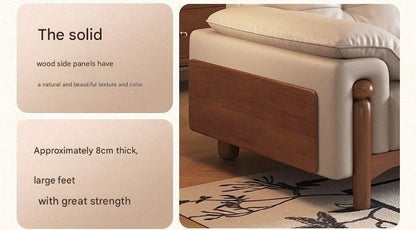 Retro Wooden Leather Sofa