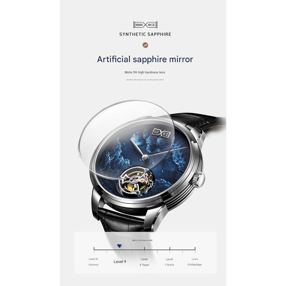 BEXEI Leather Waterproof Mechanical Men's Watch