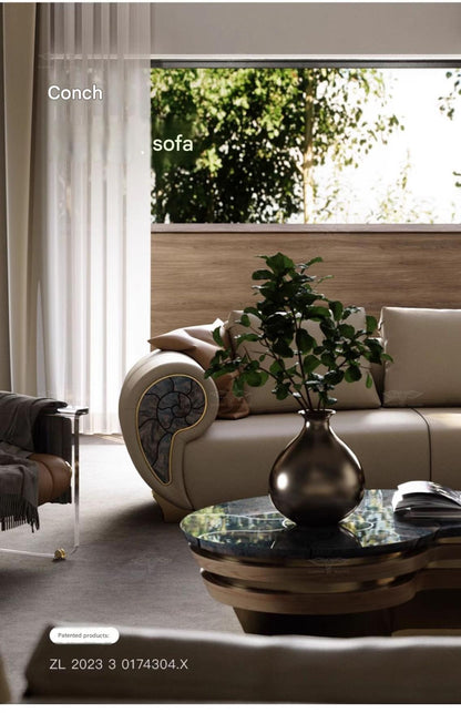 Luxury Curved Leather Sectional Sofa