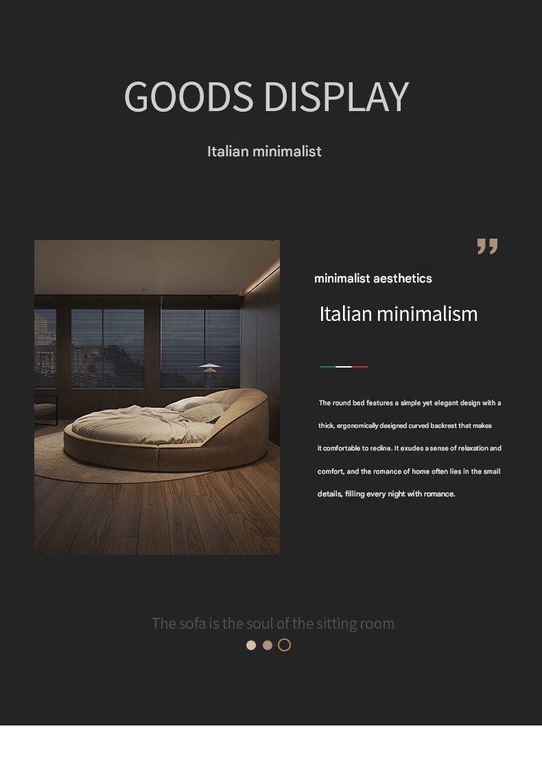 Italian Luxury Fabric Round Bed