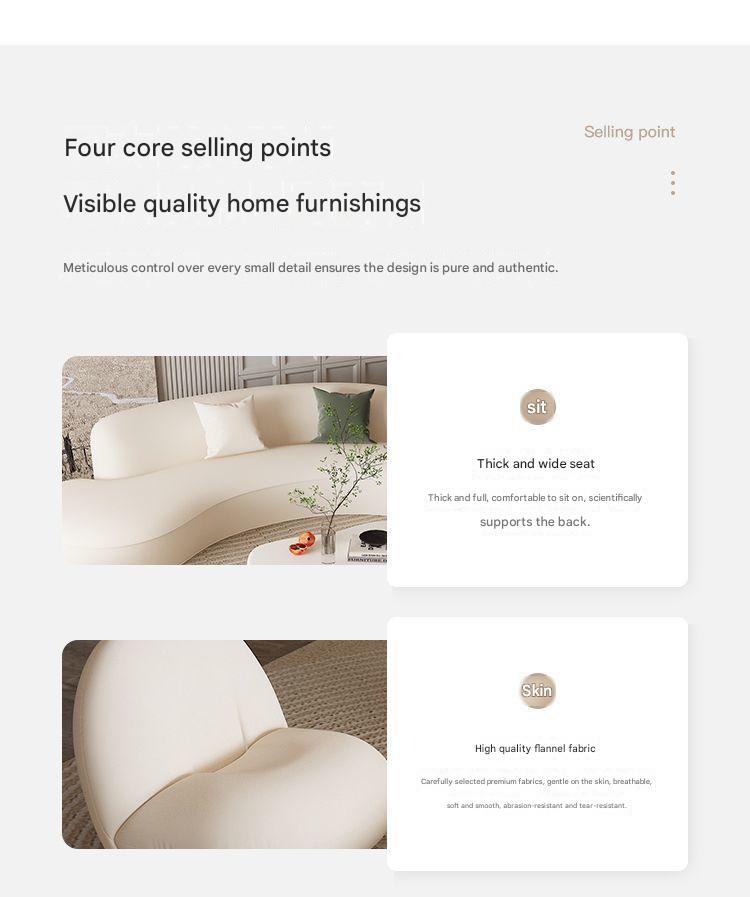 Modern Curved Cloud Sofa Set With Chair And Coffee Table