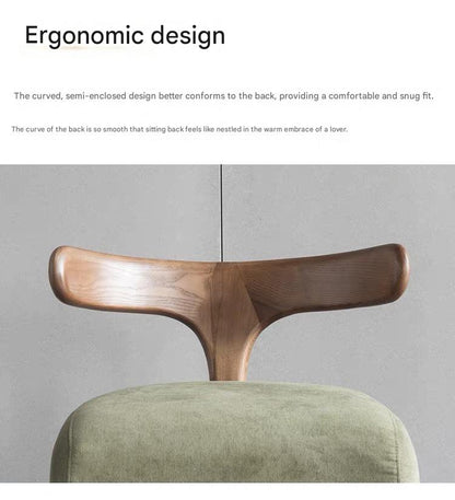 Modern Scandinavian Wooden Stool with Backrest
