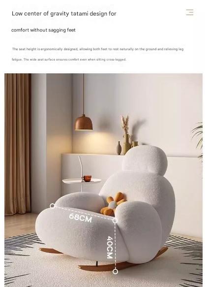 Luxury Lambswool Rocking Chair With Ottoman