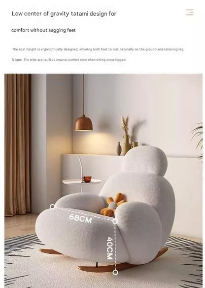 Luxury Lambswool Rocking Chair With Ottoman