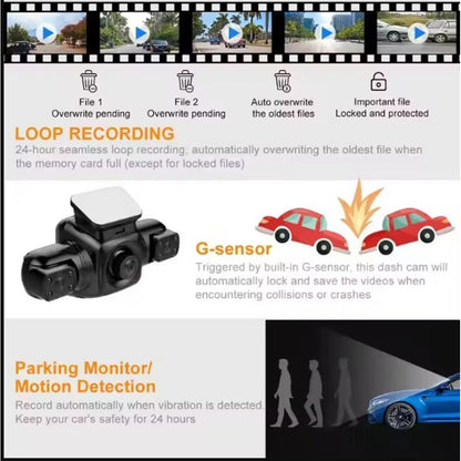 2K Full HD 2-Inch Four Lens Recording Car Dash Cam 128G