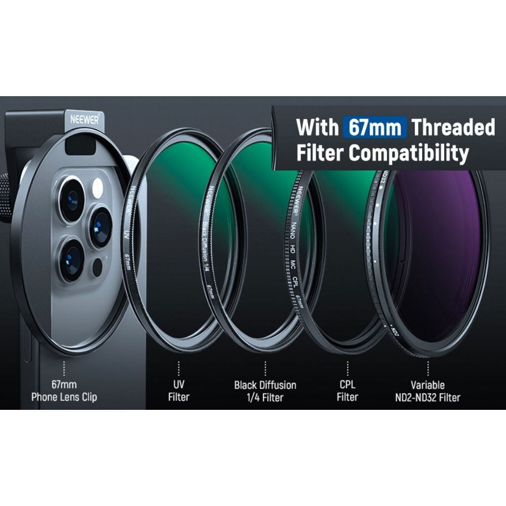NEEWER Upgraded 67mm Phone Filter Mount