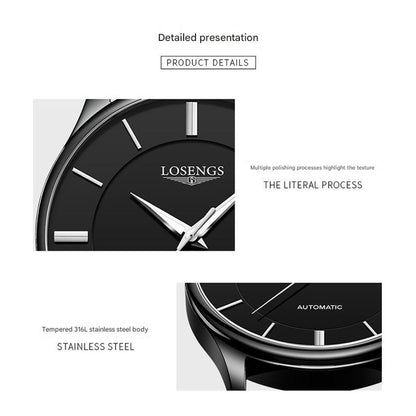LOSENGS Automatic Genuine Leather Belt Mechanical Watch