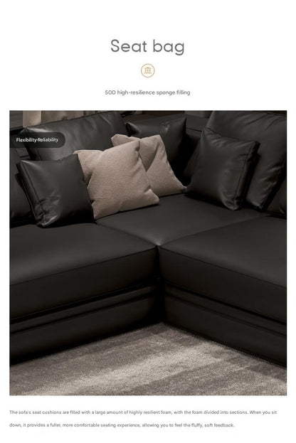 Luxury L-Shaped Leather Sectional Sofa Set