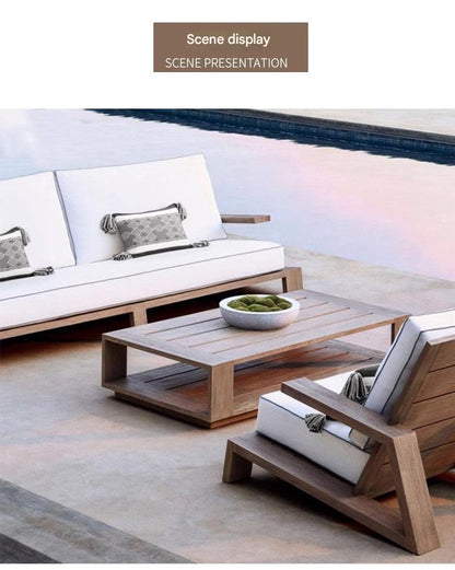 Luxury Outdoor Wooden Sofa Set with Coffee Table