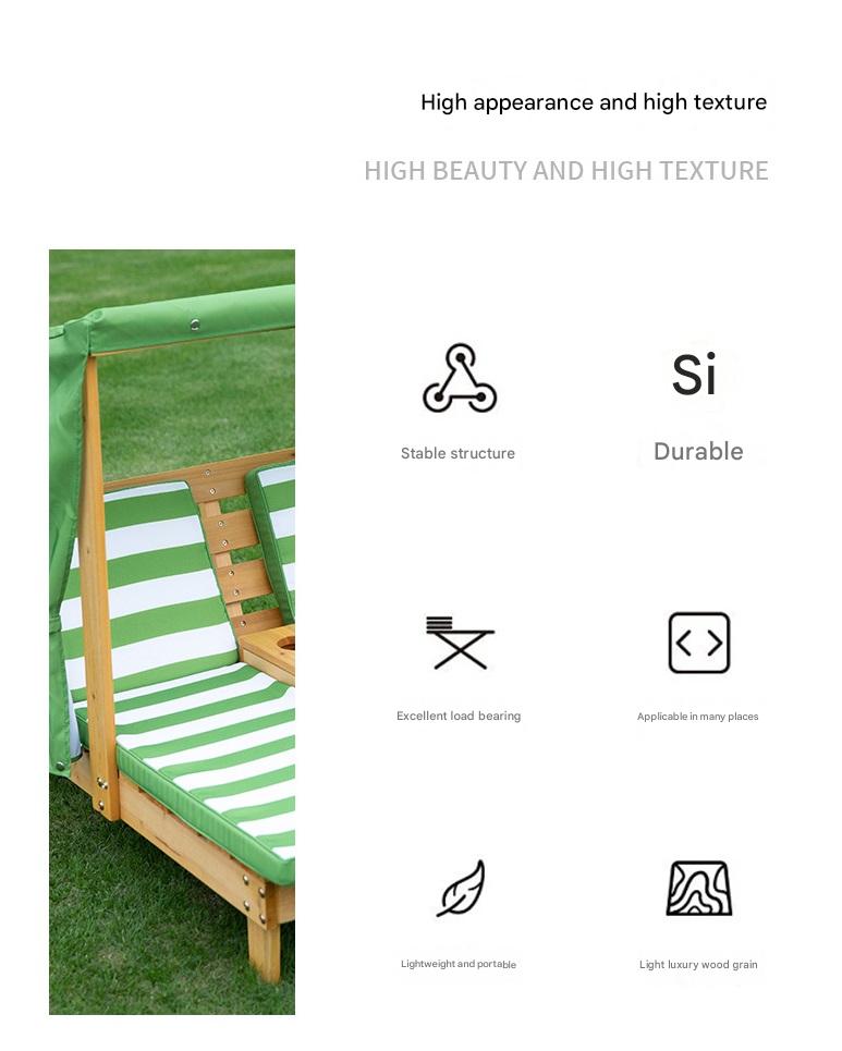 Kids Outdoor Double Lounge Chair with Canopy and Cushion