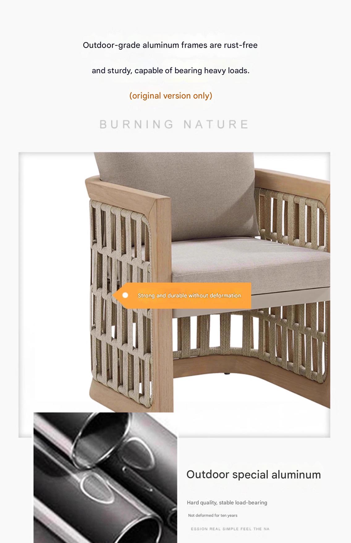 Luxury Outdoor Teak Dining Set with Rattan Chairs