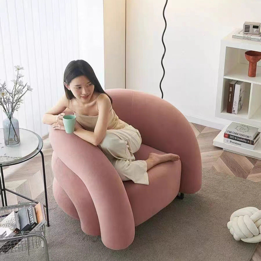 Modern Velvet Accent Chair with Sculptural Curved Design
