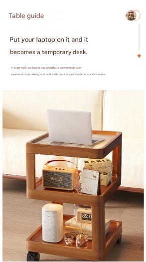 Modern Wooden Bedside Table With Wheels