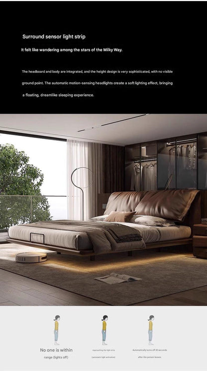 Italian Light Luxury Double Leather Bed