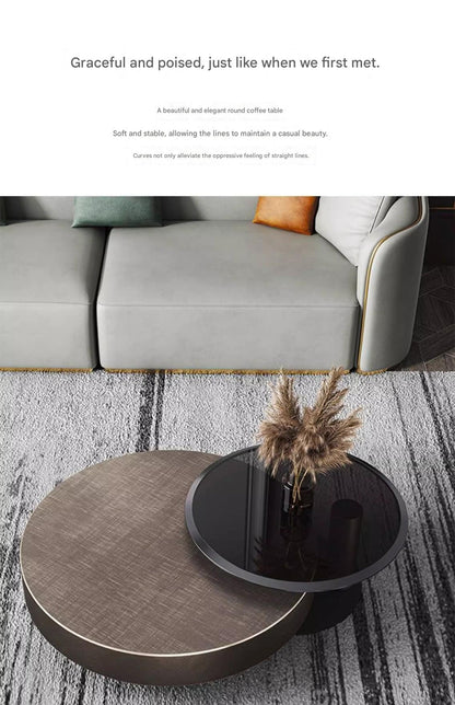 Italian Luxury Round Coffee Table with Side Table