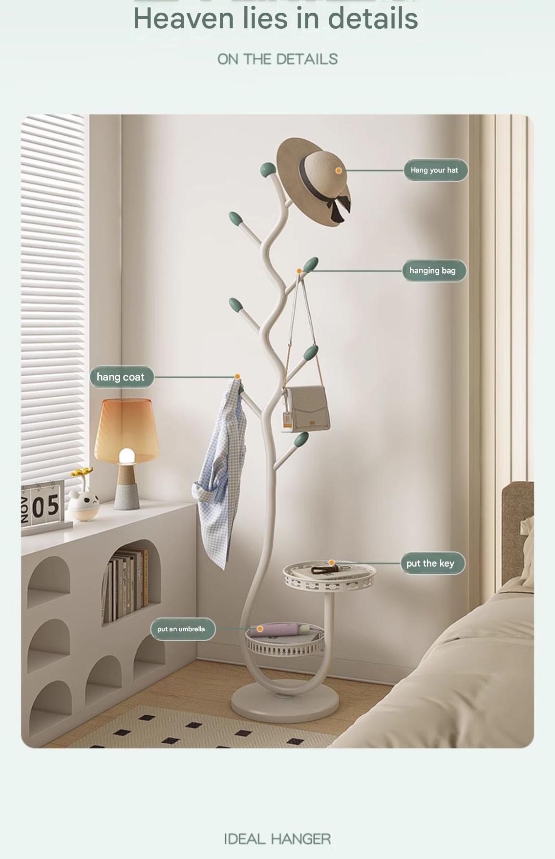 Luxury MultiFunctional Floor Standing Clothes Rack with Dual Tray