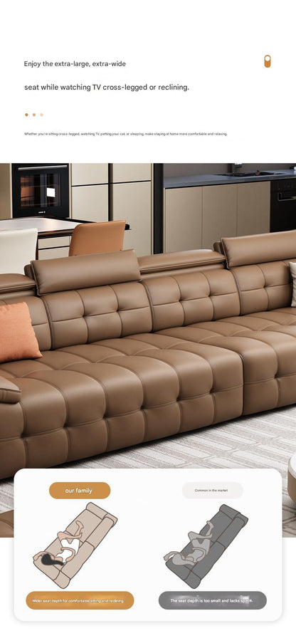Luxury Modern Tufted Leather Sofa Set with Ottoman