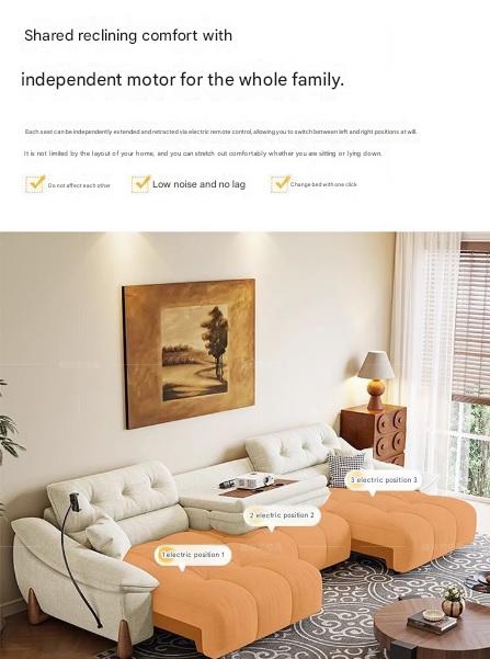Modern Electric Chenille Lounge Sofa With Phone Holder