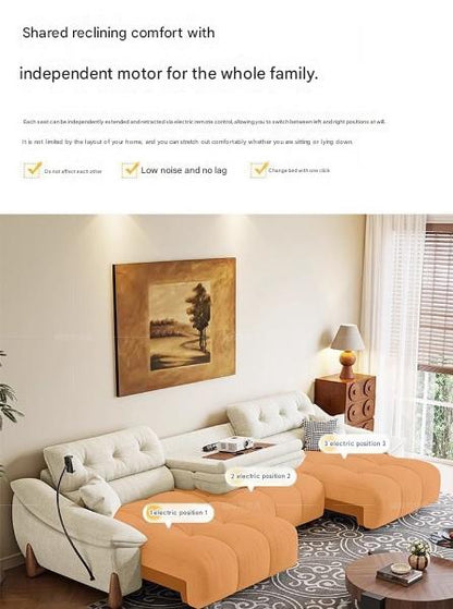 Modern Electric Chenille Lounge Sofa With Phone Holder