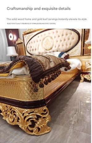 Vintage Gold Leaf 1.8 Meter Princess Double Bed