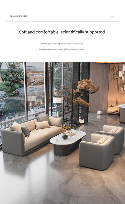 Luxury Modern Leather Sofa Set with Coffee Table