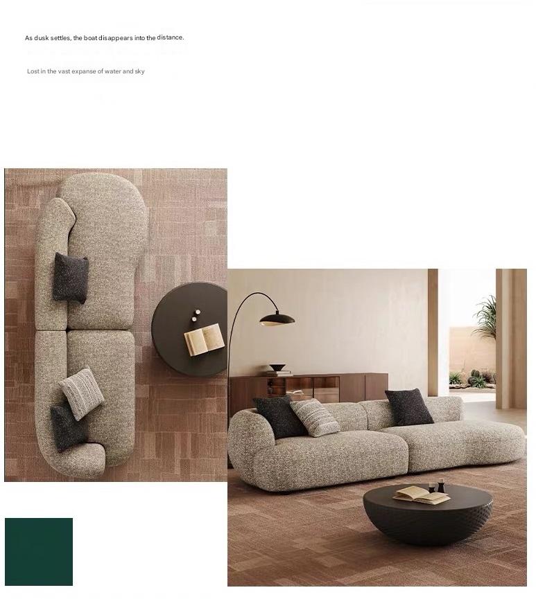 Modern Curved Boucle Sofa With Pedal