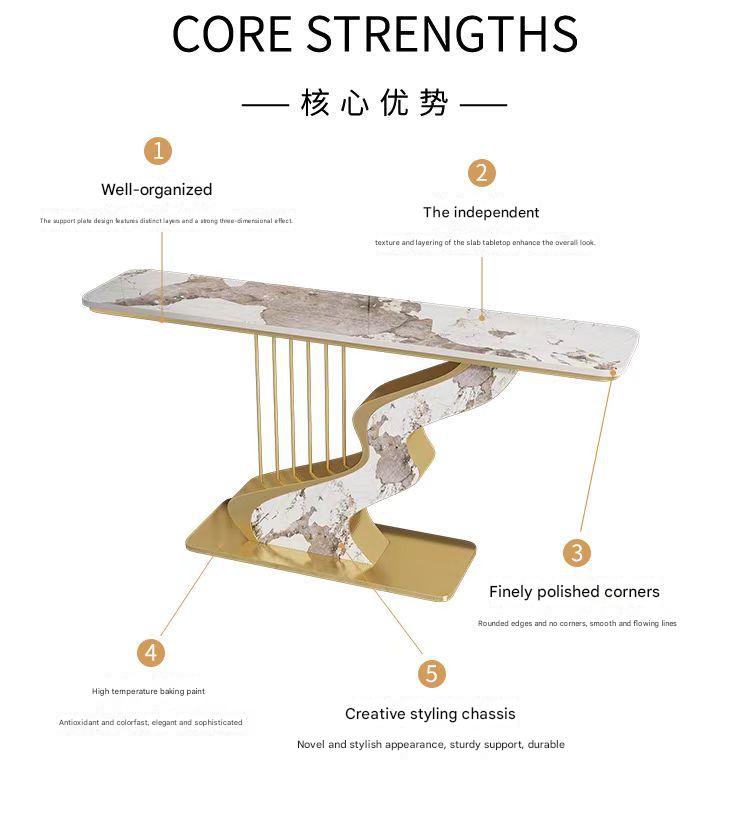 Luxury Rock Slab Foyer Table with Artistic Base