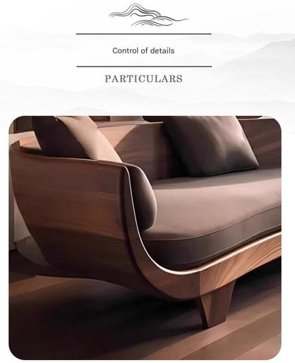 Luxury Curved Wooden Sofa with Cushions