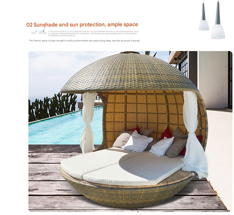 Luxury Outdoor Rattan Daybed Pod with Canopy