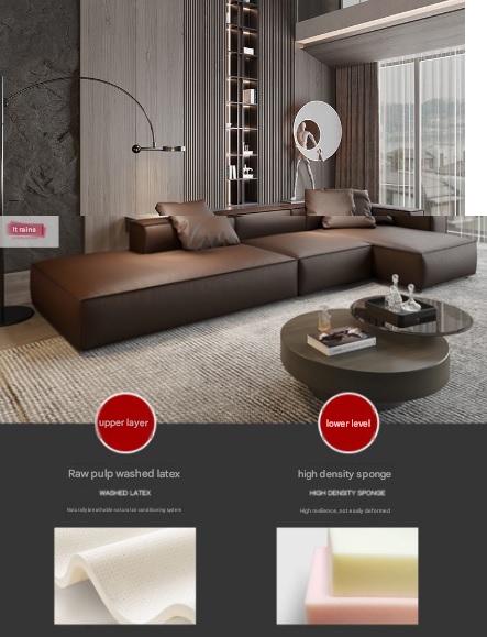 Luxury L-Shaped Leather Floor Sofa Set
