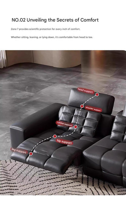 Luxury Electric Recliner Leather Sofa With Adjustable Footrest
