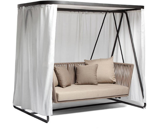 Luxury Outdoor Standing Double Swing Daybed with Cushions