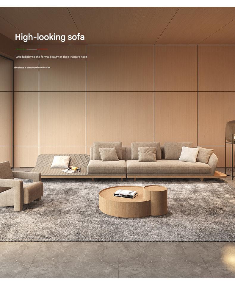 Luxury Cashmere Fabric Curved Sectional Sofa Set