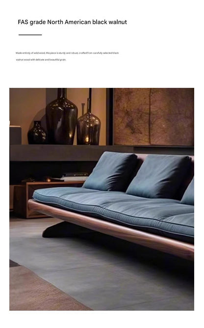 Luxury Black Walnut Three Seater Straight Sofa